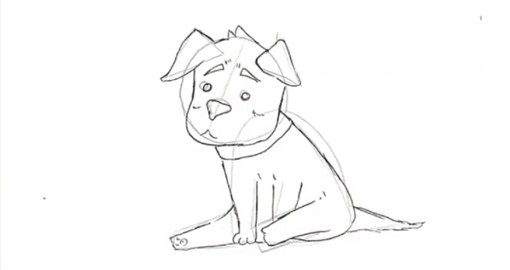 کشیدن توله سگ کارتونی در حالت نشسته