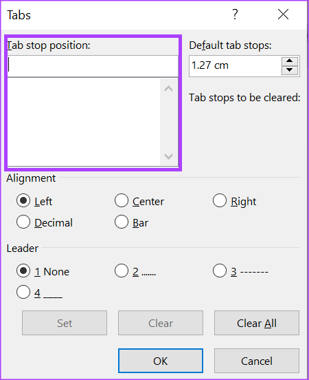 نحوه ایجاد یک TAB STOP با استفاده از راه‌انداز جعبه گفتگوی پاراگراف4