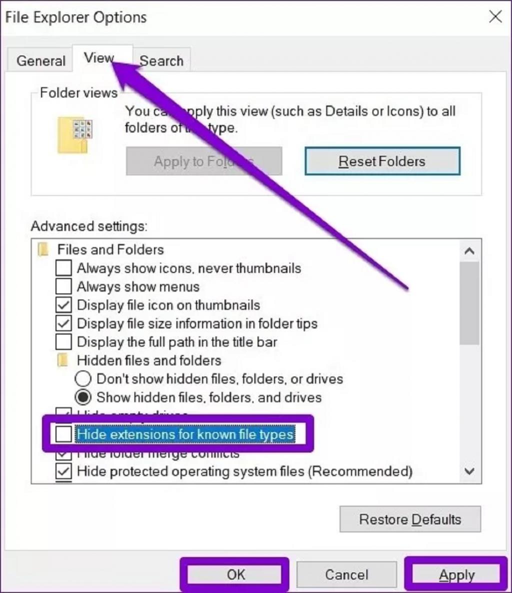 Windows 10 show Extensions