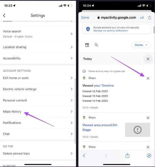 نحوه حذف تاریخچه جستجو و فعالیت Google Maps