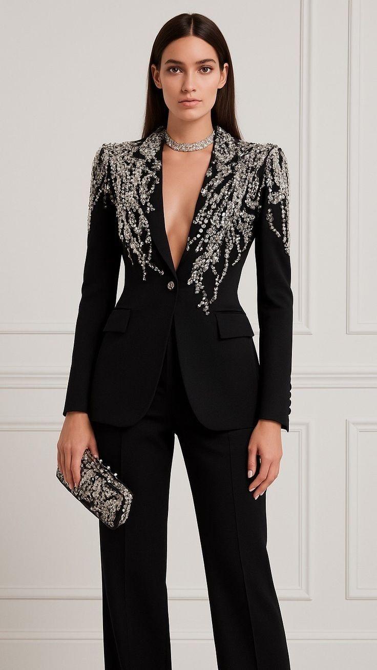 مدل کت و شلوار زنانه جواهر دوزی 2