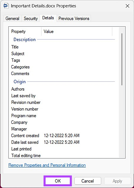 نحوه حذف متادیتای شخصی از فایل ها در ویندوز 7