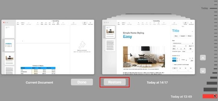 نحوه بازیابی نسخه قبلی Pages در مک 2