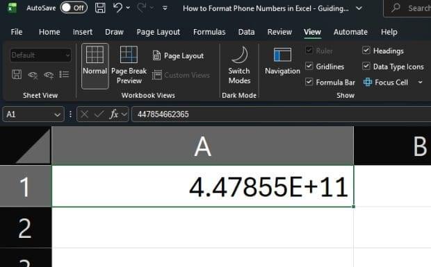 نحوه تنظیم شماره تماس در اکسل 4