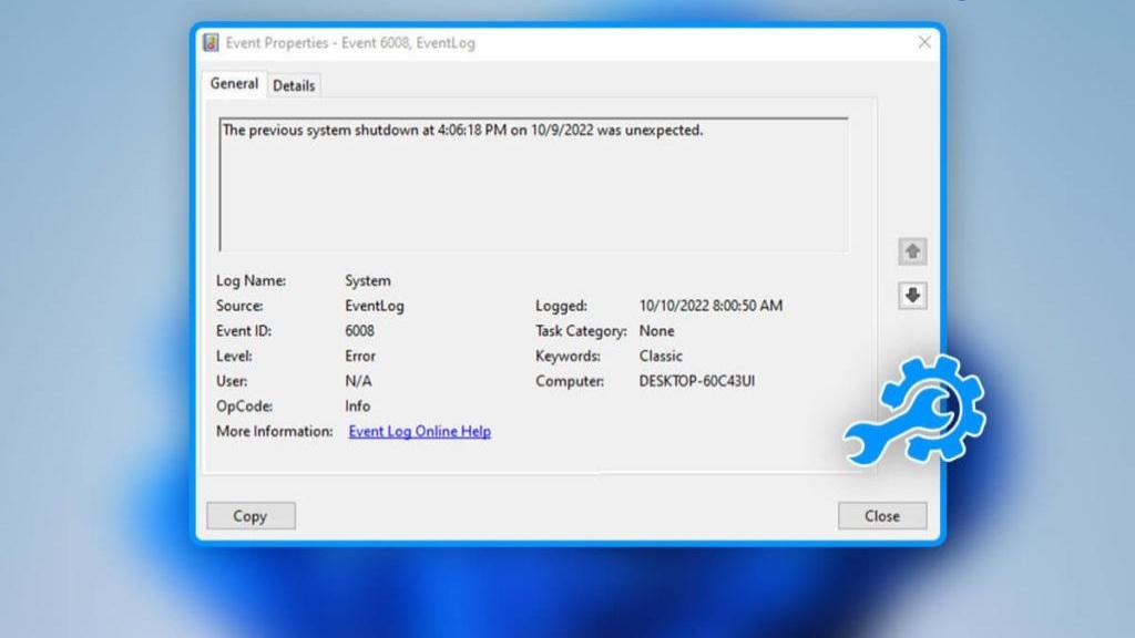 رفع مشکل لاگ خاموش شدن ناگهانی ویندوز + حل خطای Event ID6008