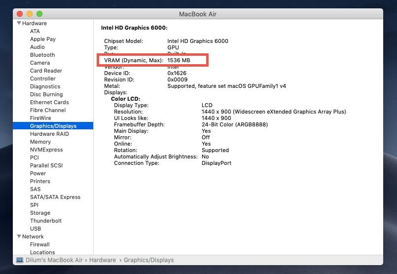 نحوه بررسی VRAM در macOS 2