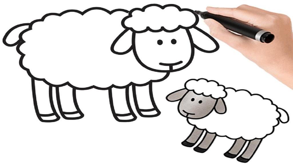 آموزش کشیدن نقاشی گوسفند کودکانه آسان گام به گام و ساده برای مبتدیان