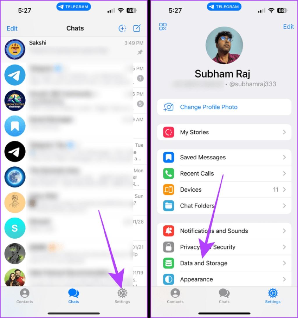 فعال سازی دانلود خودکار در تلگرام در آیفون 1