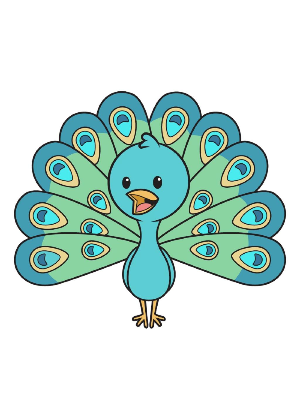 نقاشی طاووس برای کودکان 1