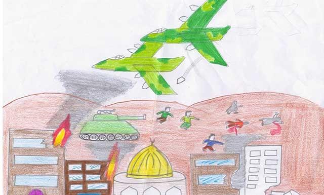 نقاشی درباره غزه و فلسطین کودکانه 2