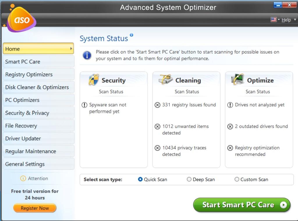 حذف فایل های ناخواسته و موقت با استفاده از ابزار Advanced System Optimizer 