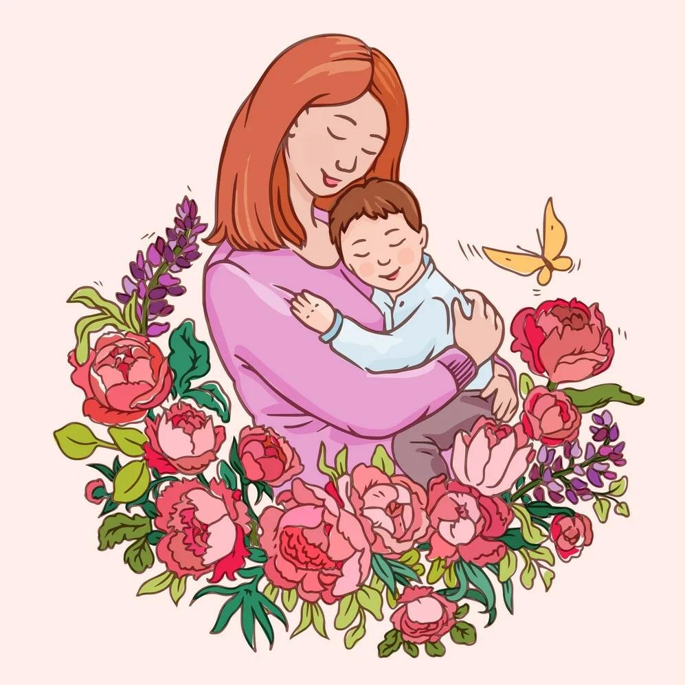 نقاشی روز مادر ساده و زیبا کودکانه 13