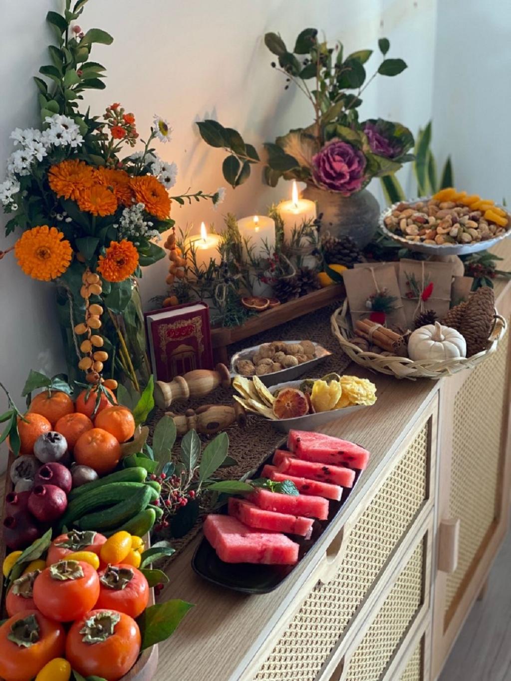 تزیین شب یلدا برای عروس ساده