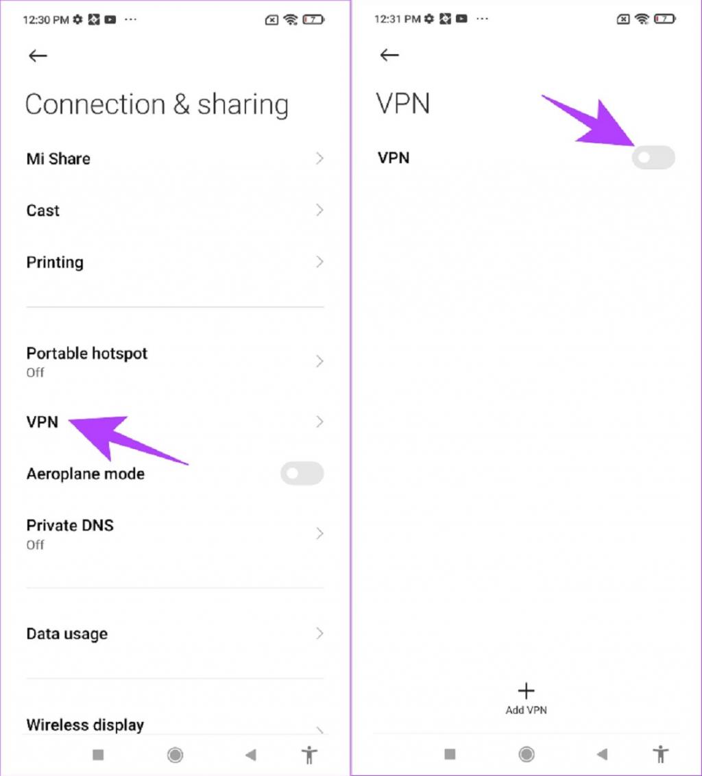 خاموش کردن VPN : خاموش کردن VPN در اندروید