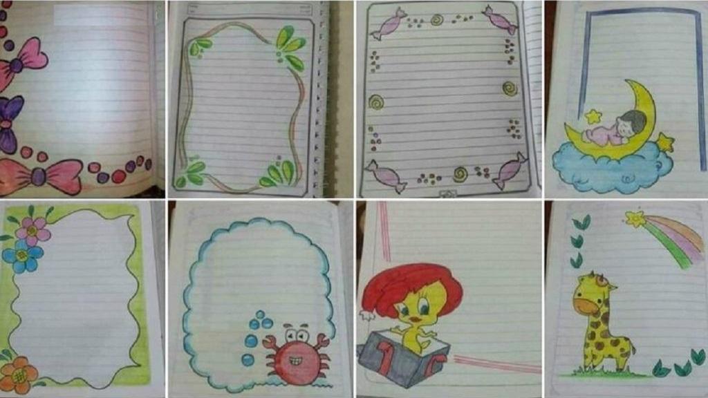 66 تزیین دفتر انشا پسرانه و دخترانه ساده و جدید کلاس چهارم تا ششم