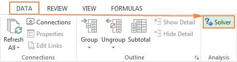 محل قرار گیری Excel solver