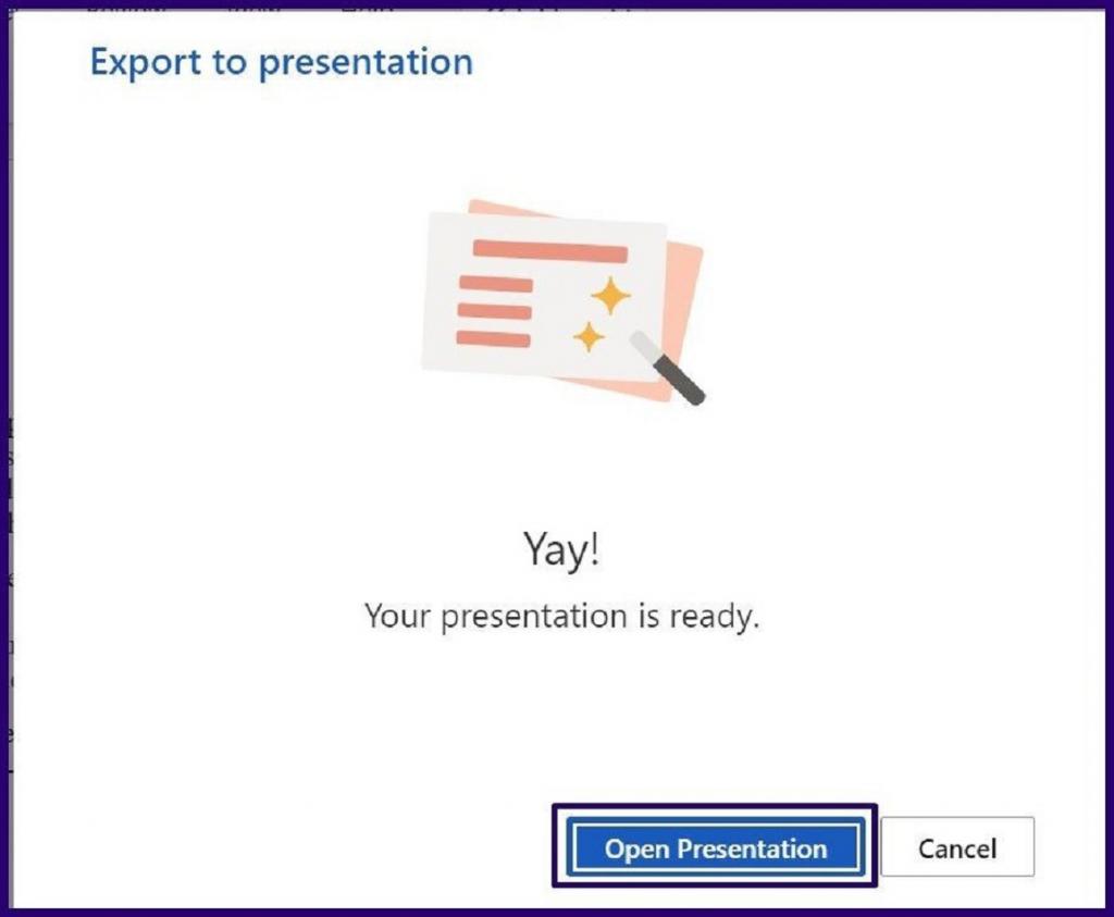 استفاده از گزینه Export to PowerPoint در ورد برای وب