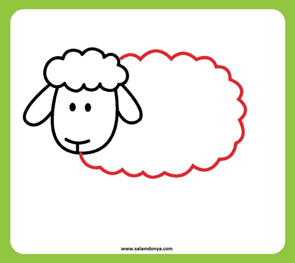 طرز کشیدن نقاشی گوسفند مرحله چهارم