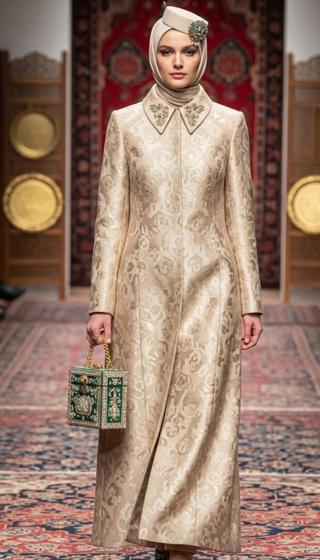 مدل مانتو ژاکارد بلند 4