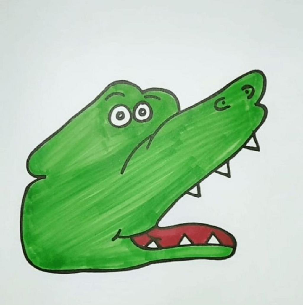 نقاشی تمساح با دست 2