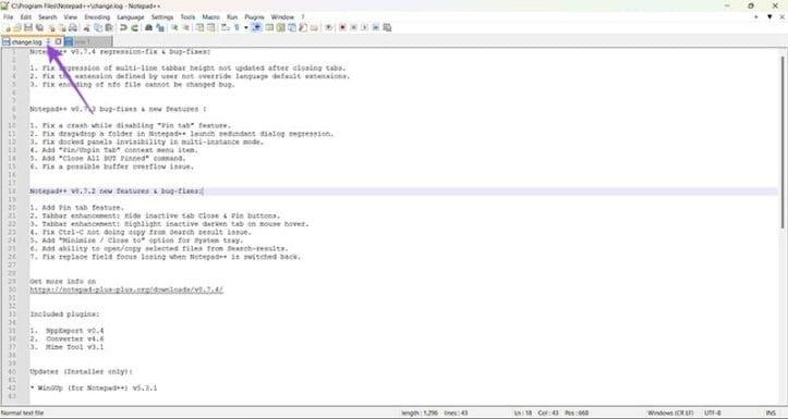 نحوه عملکرد پین کردن تب ها در Notepad++ 2