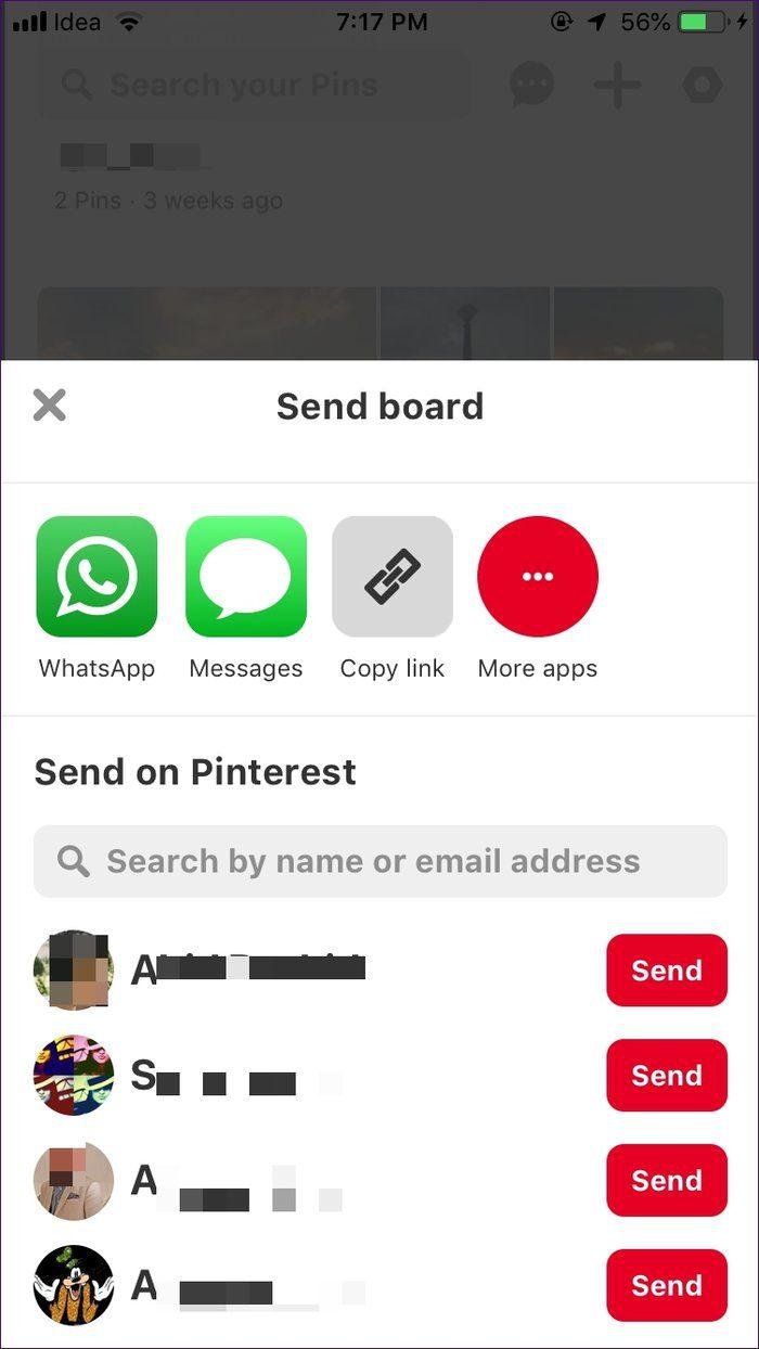 اشتراک گذاری برد پینترست از طریق گوشی 3