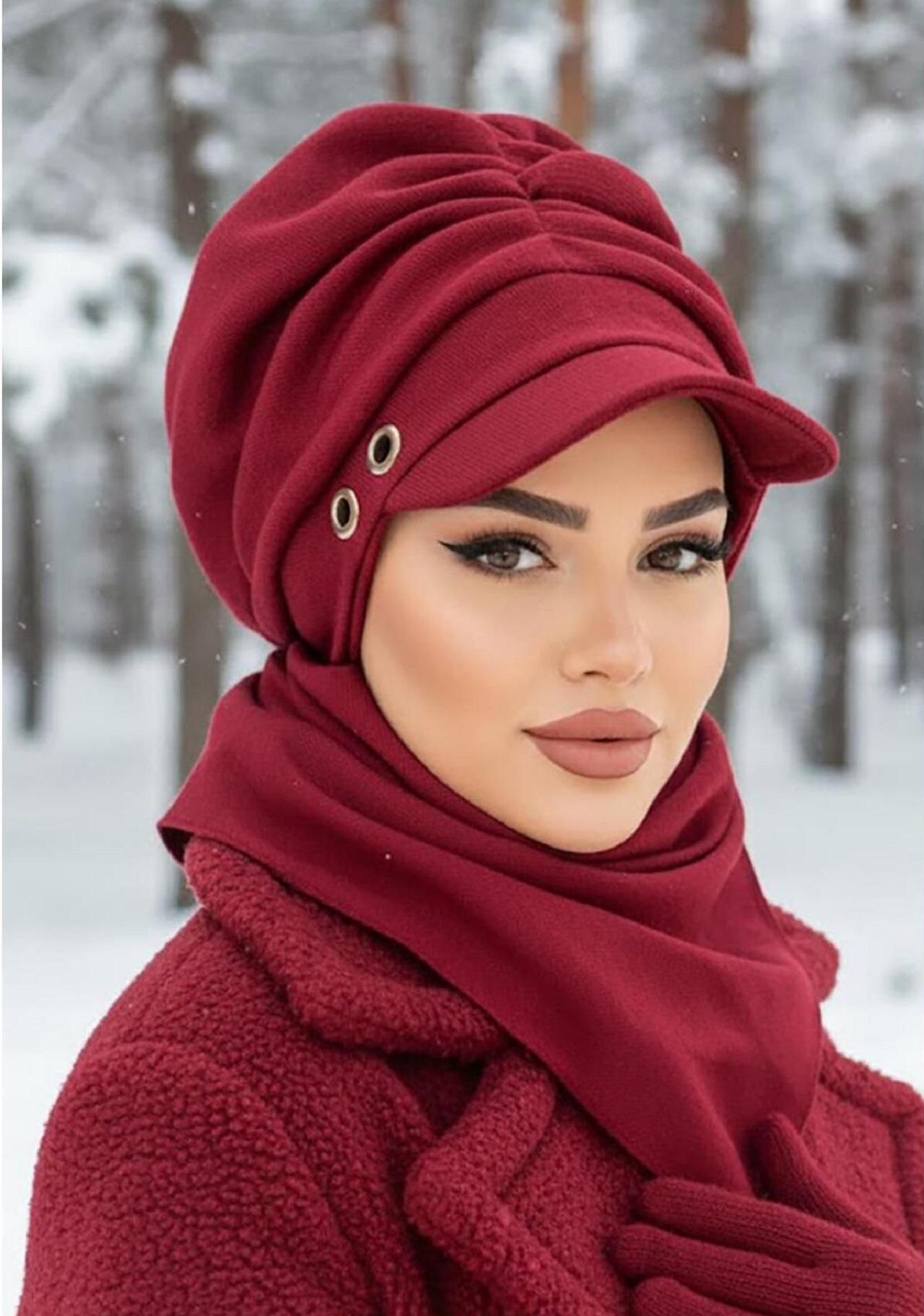 مدل کلاه بافتنی دخترانه ست با شال و دستکش