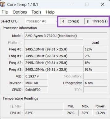 بررسی صحت تعداد هسته‌ها در Task Manager 2