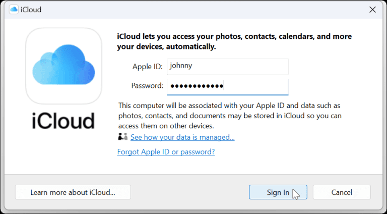 نحوه اتصال Apple iCloud با برنامه Windows 11 Photos5