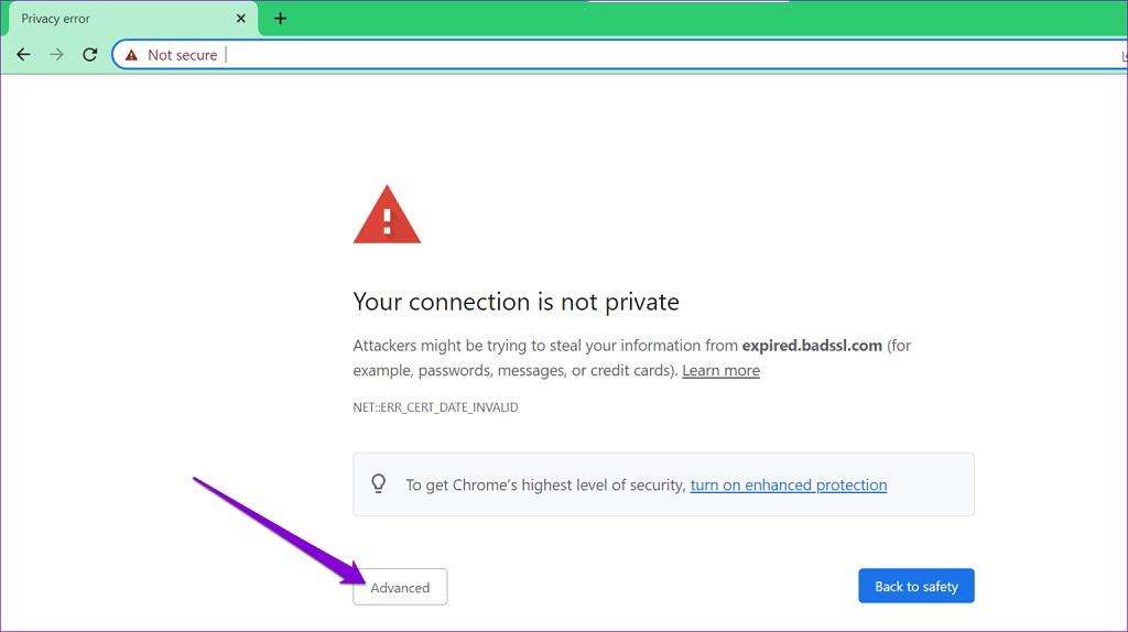 نحوه رفع خطای your connection is not private در Google Chrome 11