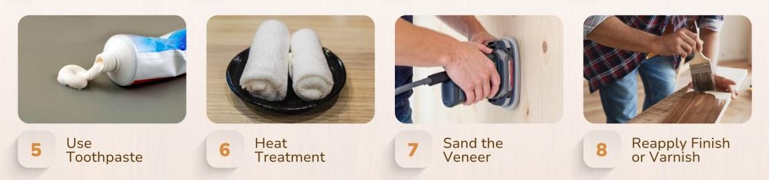 نحوه از بین بردن لکه&zwnj;های سفید آب از روی روکش چوب 2