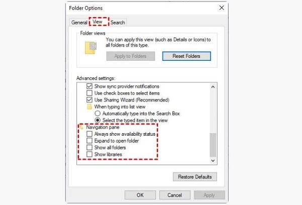 نحوه رفع مشکل ناپدید شدن نوار کناری سمت چپ File explorer 3
