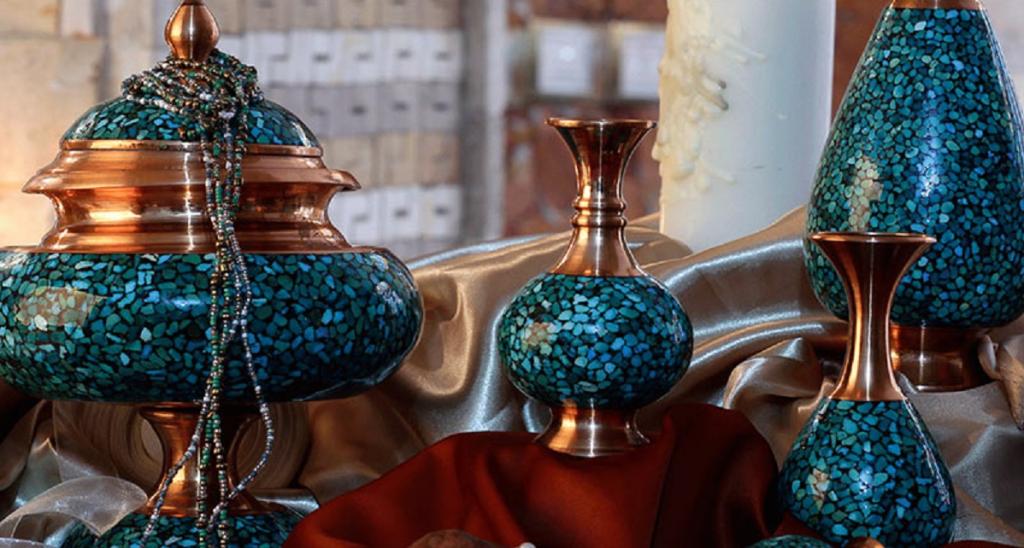 صنایع دستی مشهد چیست:ظروف فیروزه کوب
