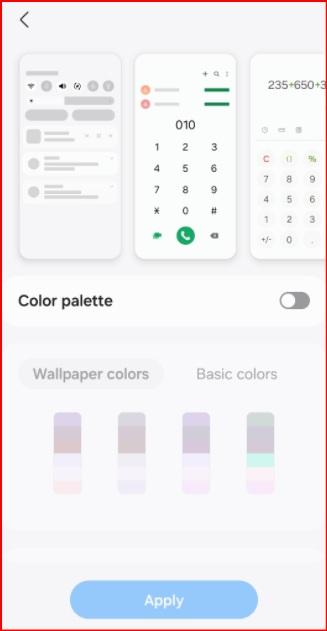 نحوه تغییر پالت رنگ در سامسونگ گلکسی 1