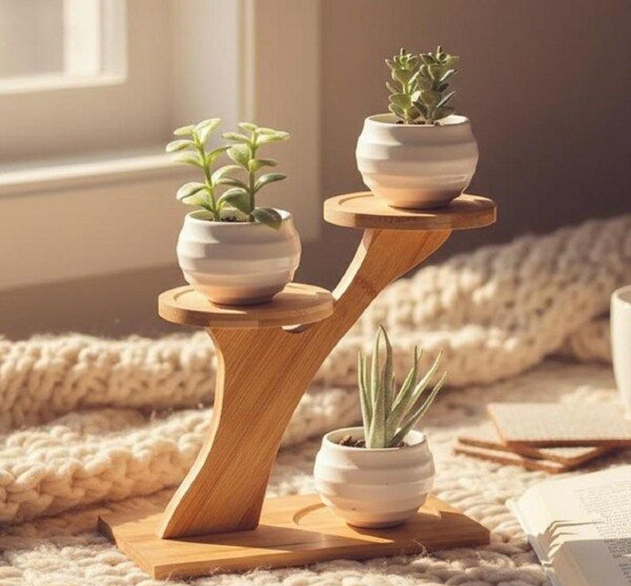  مدل استند چوبی دکوری پا کوتاه 1