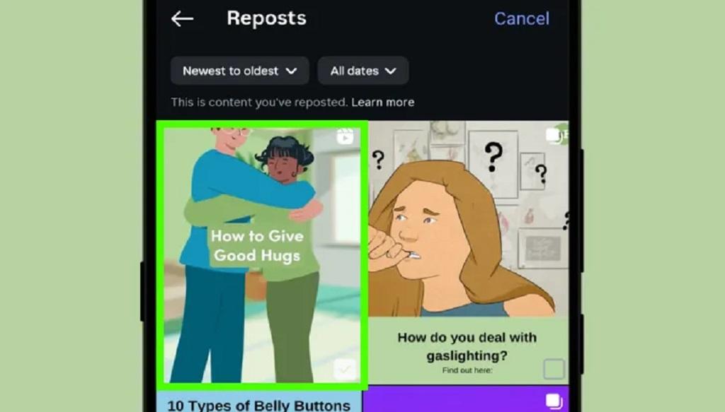 حذف همزمان چند ری‌پست در اینستاگرام 4