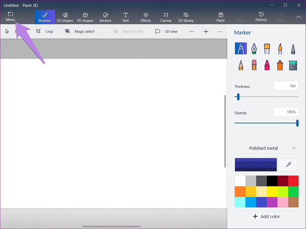 نحوه تغییر رنگ پس زمینه در برنامه Paint 3D 1