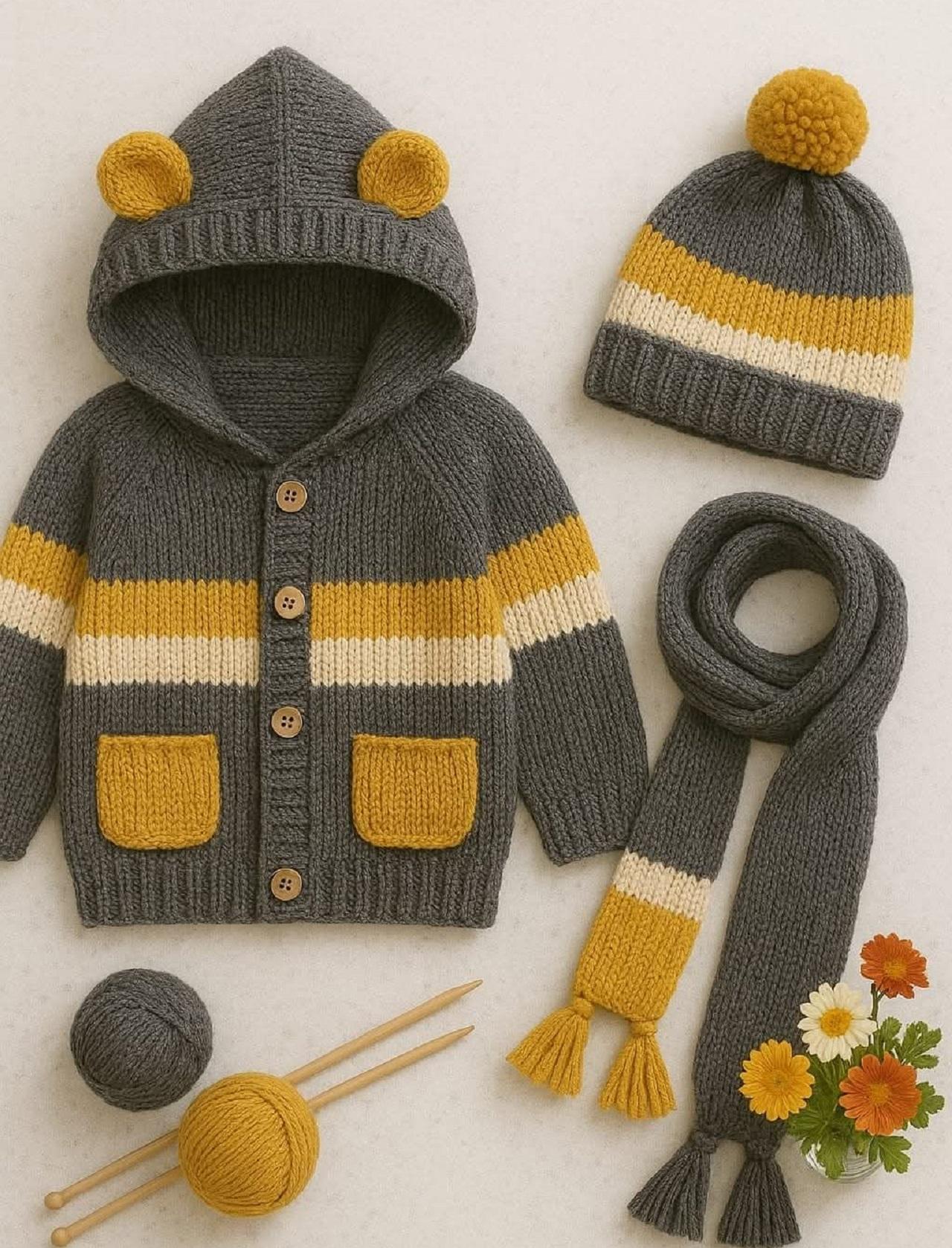 مدل&zwnj; بافت سرهمی نوزادی فانتزی با گوش&zwnj; های برجسته 1