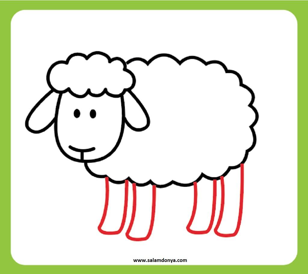 طرز کشیدن نقاشی گوسفند مرحله پنجم