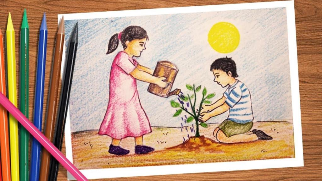 نقاشی روز درختکاری دخترانه 9