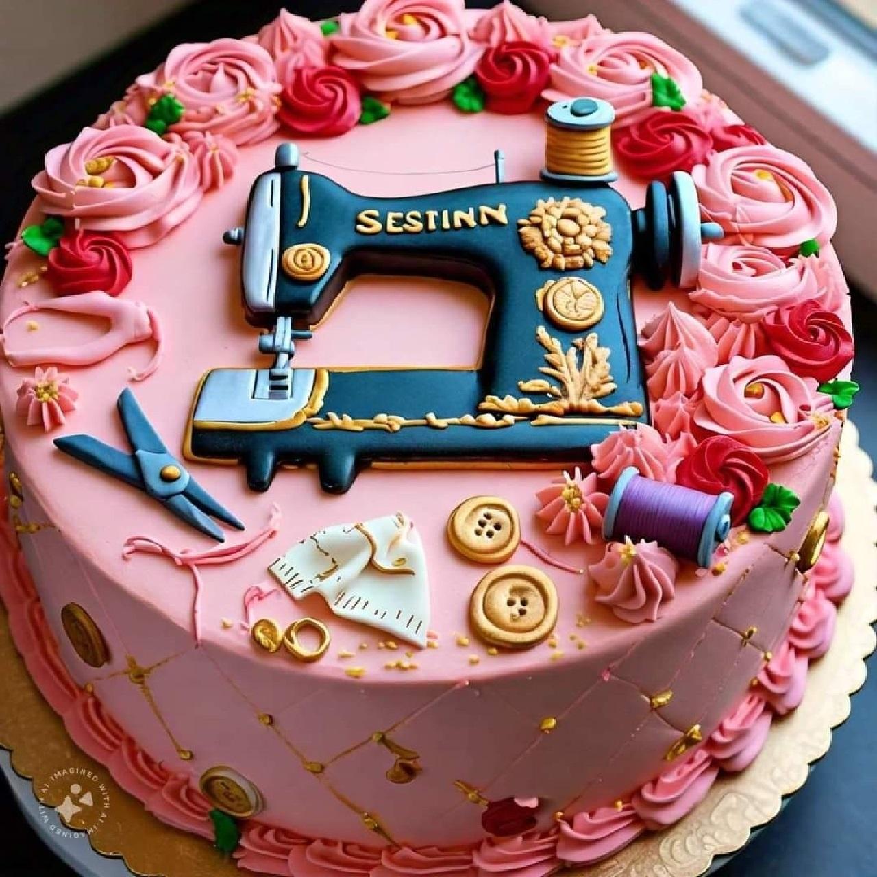 مدل کیک‌ روز خیاط با فوندانت و خامه