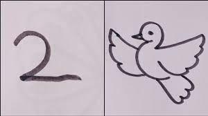 نقاشی پرنده با عدد 2 انگلیسی 1