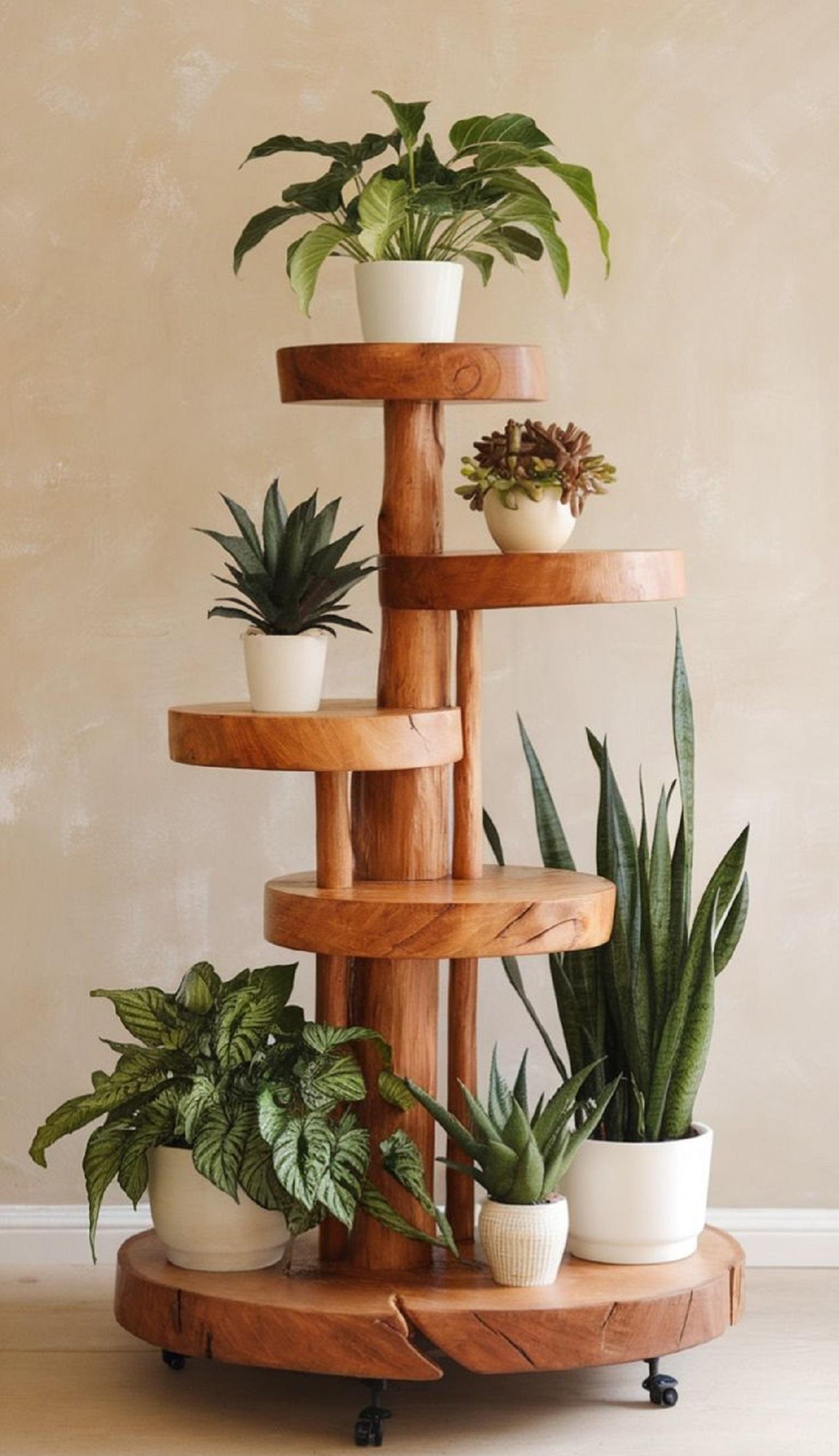 مدل شلف چوبی نردبانی  5