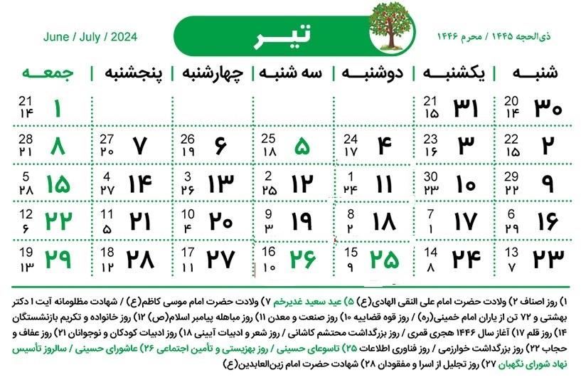 تاریخ اول محرم 1403 در تقویم ایرانی چندمه