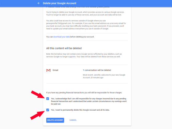 آموزش گام به گام حذف کامل حساب کاربری گوگل