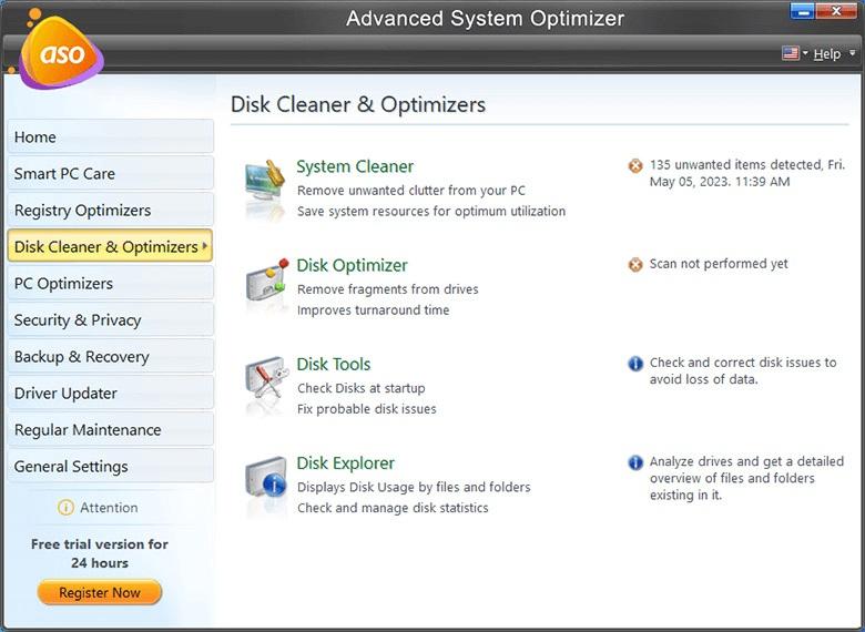 ویژگی های Advanced System Optimizer برای بهینه سازی هارد دیسک 