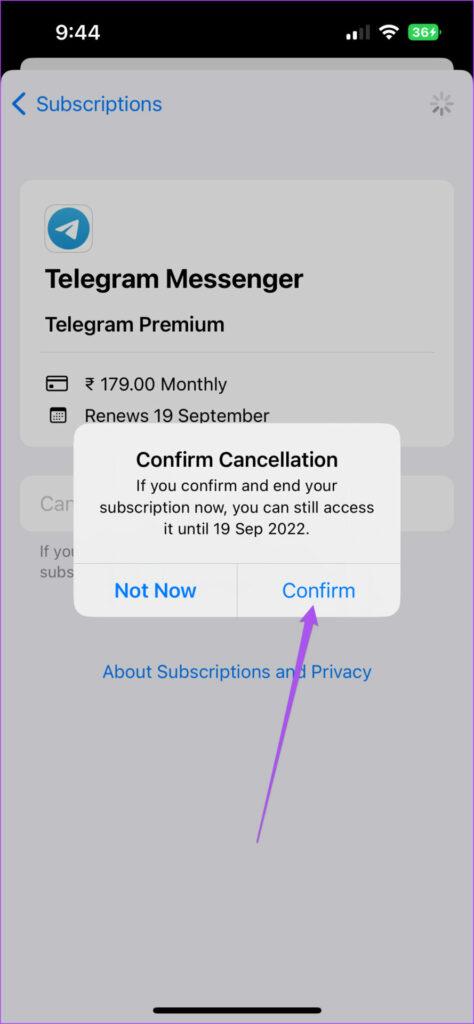 نحوه کنسل کردن تلگرام پریمیوم در آیفون/13