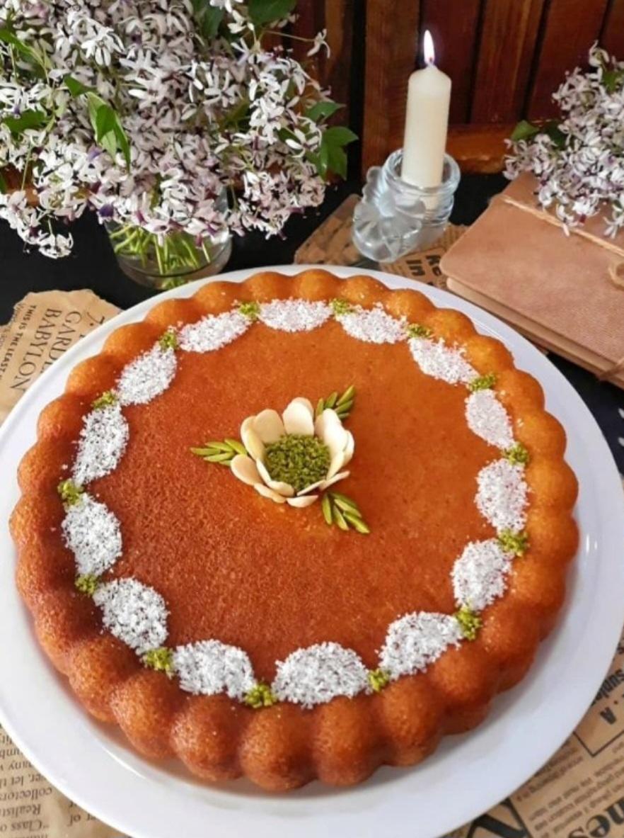 طرز تهیه کیک بسبوسه عربی نارگیلی