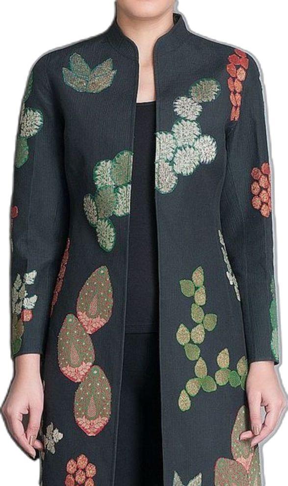 مدل مانتو ژاکارد مشکی طرح دار 2