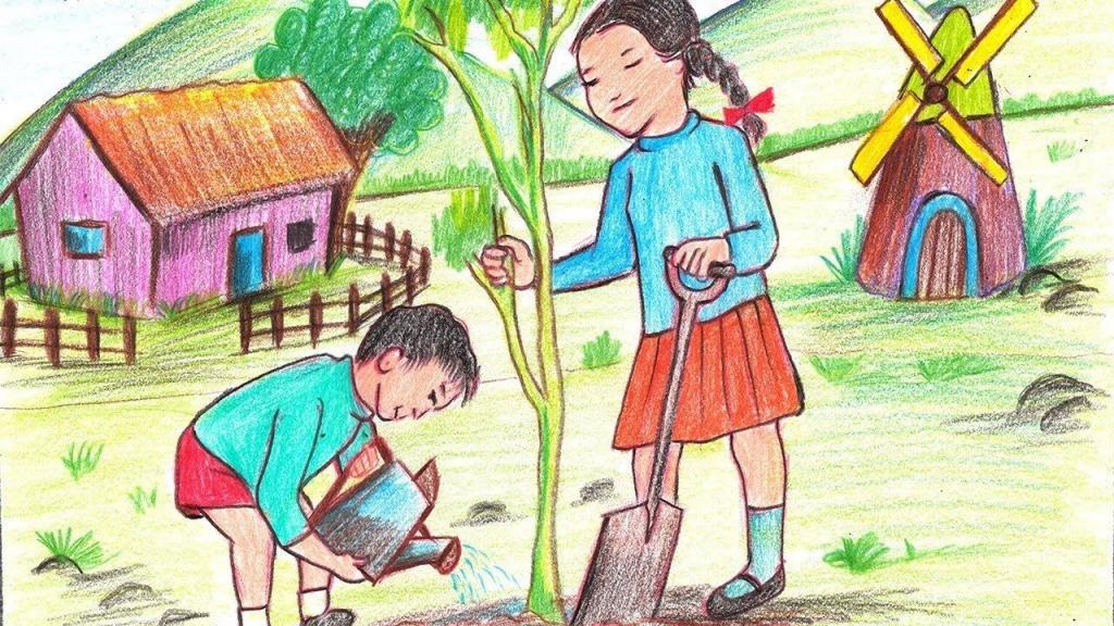 نقاشی روز درختکاری دخترانه 6